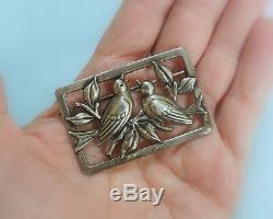 Vintage Sterling Silver Love Birds Pin Signed Sterling Craft by Coro Brooch