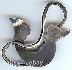 Vintage Sterling Silver Modernist Stylized Bird Pin Brooch