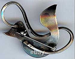Vintage Sterling Silver Modernist Stylized Bird Pin Brooch