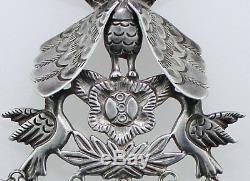 Vintage Sterling Silver Peru Peacock Bird & Charms Brooch