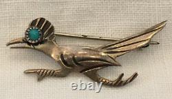 Vintage Sterling Silver Turquoise Navajo Roadrunner Bird Pin Brooch Lot 2 Harvey
