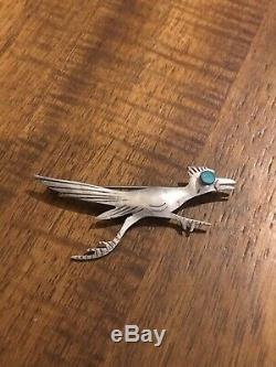 Vintage Sterling Silver Turquoise Navajo Roadrunner Bird Pin Brooch Lot of 3