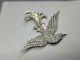 Vintage Sterling Silver Vermeil Rhinestone Brooch Bird Of Paradise Dove Marked