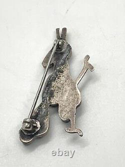 Vintage Sterling Silver Zuni Inlay Multi Stone Roadrunner Bird Pin Brooch