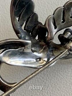 Vintage Sterling Silver brooch marcasite bird of paradise excellent condition