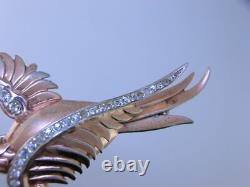 Vintage Sterling & multi stone Pin / Brooch figural Bird with gold wash