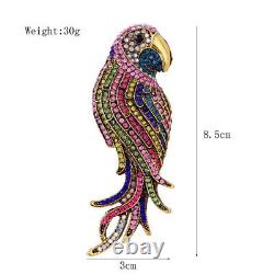 Vintage Style Large Parrot Bird Design with Multicolor Lab Created Stone Brooch
