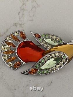 Vintage Swarovski Sterling Crystal Bamoa Sun Bird Pin Brooch