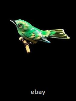 Vintage TAKAHASHI green, Yellow and blue Bird Brooch takahashi bird pin