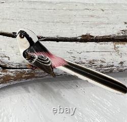 Vintage Takahashi Bird Chickadee Wood Hand Painted Brooch Pin #234