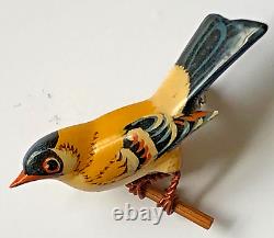 Vintage Takahashi Goldfinch Bird Brooch Hand Carved & Painted