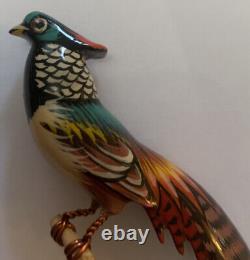 Vintage Takahashi Hand Carved Male Pheasant Bird Brooch