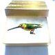 Vintage Takahashi Hummingbird Bird Hand Painted Wood Pin Brooch Exquisite