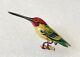 Vintage Takahashi Hummingbird Bird Woodpecker Hand Painted Wood Pin Brooch Male