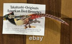 Vintage Takahashi Original Lady Amherst Pheasant (male) Brooch 4 7/8