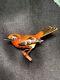Vintage Takahashi-original Life-like Male Thrush Bird Hardwood Brooch