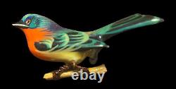 Vintage Takahashi hand painted wooden bird pin brooch