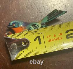 Vintage Takahashi hand painted wooden bird pin brooch