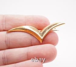 Vintage Tiffany & Co. Jewelry 18K Yellow Gold Seagull Bird Flying V Pin Brooch 2