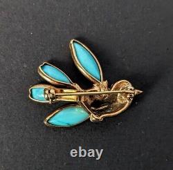 Vintage Trifari Alfred Philippe Blue Glass Petalettes Bird Brooch Pin 1950s D1