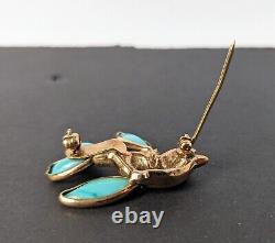 Vintage Trifari Alfred Philippe Blue Glass Petalettes Bird Brooch Pin 1950s D1