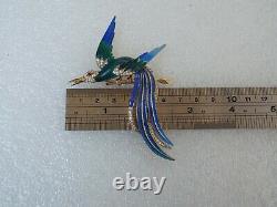 Vintage Trifari Enamel Bird Of Paradise Brooch Rare 1960's Large Pin