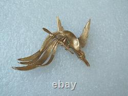 Vintage Trifari Enamel Bird Of Paradise Brooch Rare 1960's Large Pin