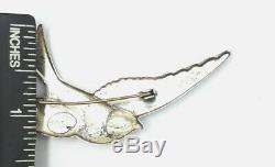 Vintage Truart sterling silver blue enamel bird swallow pin/brooch 3 ¼ x 1 1/8