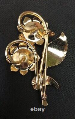 Vintage Very Unique Flower With Birds In Center Pin Brooch