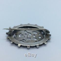 Vintage Victorian Sterling Silver Puzzle Birds & Flowers Name Brooch ALICE