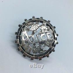 Vintage Victorian Sterling Silver Puzzle Birds & Flowers Name Brooch ALICE