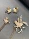 Vintage Wow Sterling Silver Double Song Bird Hummingbirds Pin Brooch Earring Set