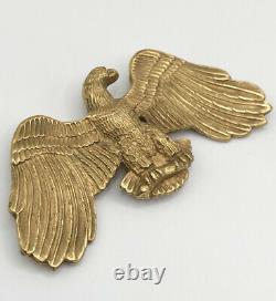 Vintage WWII Right Facing American Bald Eagle Bird Patriotic Gold Brooch Pin