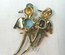 Vintage Weiss Pin Brooch, Pair of Jeweled Birds