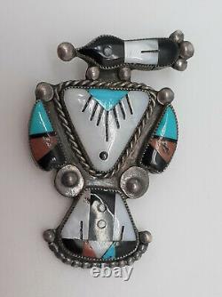 Vintage Zuni Magpie, bird brooch by Lucy Ceshu or Quincy Panteah