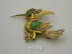 Vintage/antique 14k Gold Bird Brooch/pin With Jade 5.3 Grams B/o