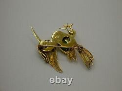 Vintage/antique 14k Gold Bird Brooch/pin With Jade 5.3 Grams B/o