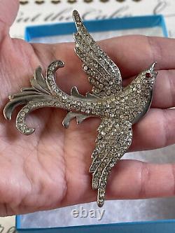 Vintage brooch Bird Dove with rhinestones Pave 1930s -40s? Rare For Collection