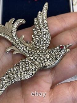 Vintage brooch Bird Dove with rhinestones Pave 1930s -40s? Rare For Collection