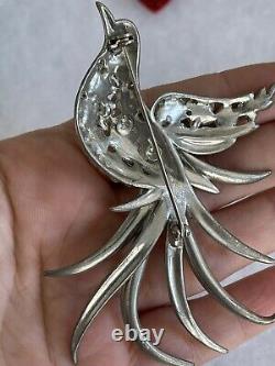 Vintage brooch Bird with Flowers Antique 1930s Large 3+ Flying Bird Very Rare