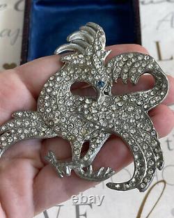 Vintage brooch Large Bird with rhinestones Pave 1930s -1940s Rare For Collect