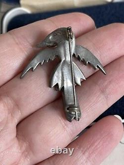 Vintage brooch bird vintage 1920-1940 silver color rhinstone pave rare