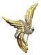 Vintage Gold Tone Clear & Green Rhinestone Flying Bird Brooch Pin Animal