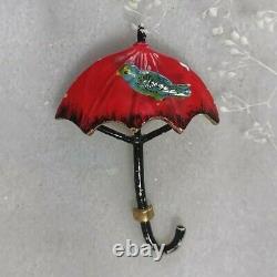 Vintage original by Robert Red umbrella and bird brooch 19601970s