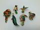 Vtg 1970s D'orlan Lot Of 6 Enamel Bird Parrot Hummingbird Toucan Swam Brooch