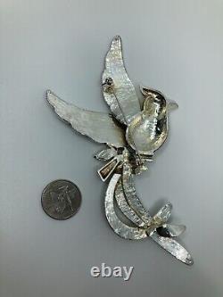 Vtg 1980s D'ORLAN BOUCHER 6 enamel phoenix paradise bird parrot brooch