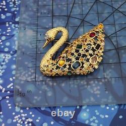 Vtg 1995 Swarovski SCS Member Centenary Swan Multicolor Crystal Gold Tone Pin