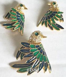 Vtg Bird Brooch & Pireced earrings 3pc Matching set. 1980's Pre-loved Beautiful