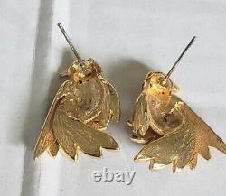 Vtg Bird Brooch & Pireced earrings 3pc Matching set. 1980's Pre-loved Beautiful