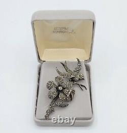 Vtg Brooch Pin Bird Flower Sterling Silver 925 Marcasite Jewelry IOB